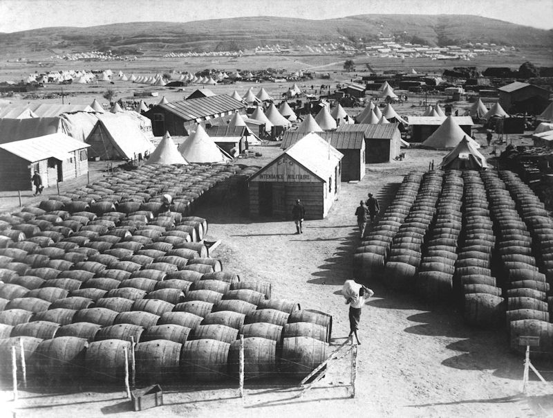 The French Army’s wine stock before the Battle of Gallipoli, 1915.