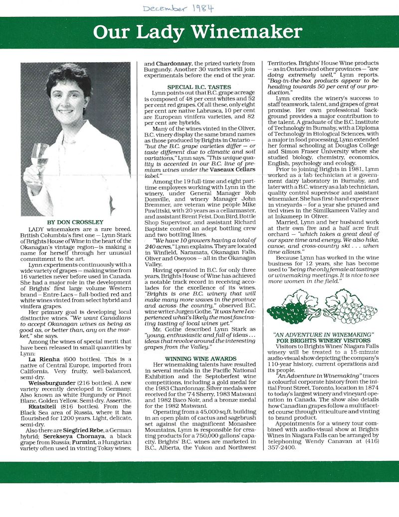 Lynn Bremmer Wines of Canada