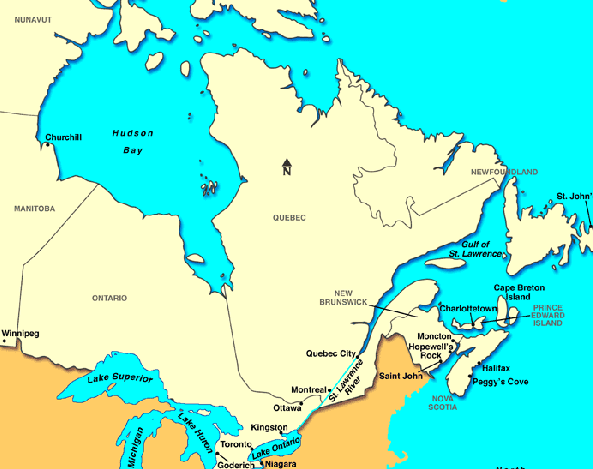 map of Ontario and Quebec